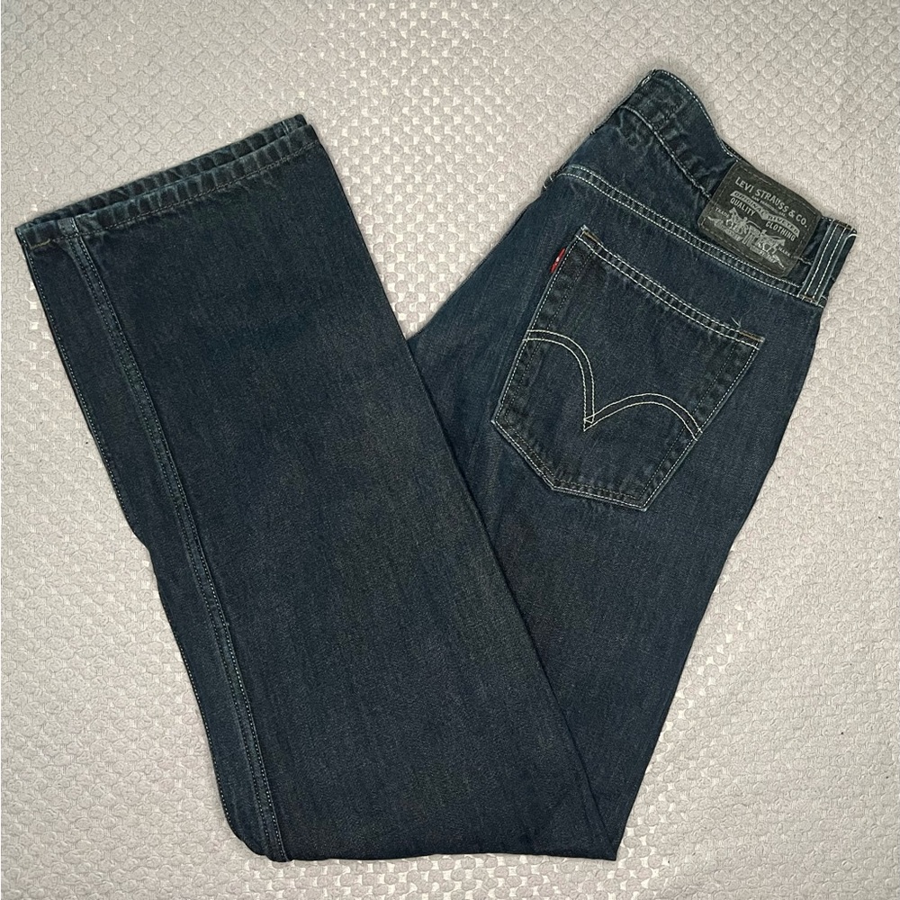 Levi's 514 Slim Straight Dark Wash Purple/Black Checkered Pockets Retro Jeans